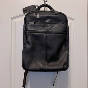Kenneth Cole Reaction Black Leather 16-Inch Laptop Backpack